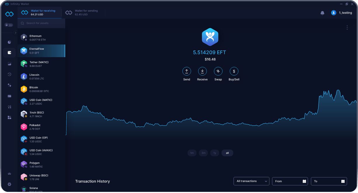 Wallet EternalFlow de Escritorio de Infinity - Mejor Wallet EFT