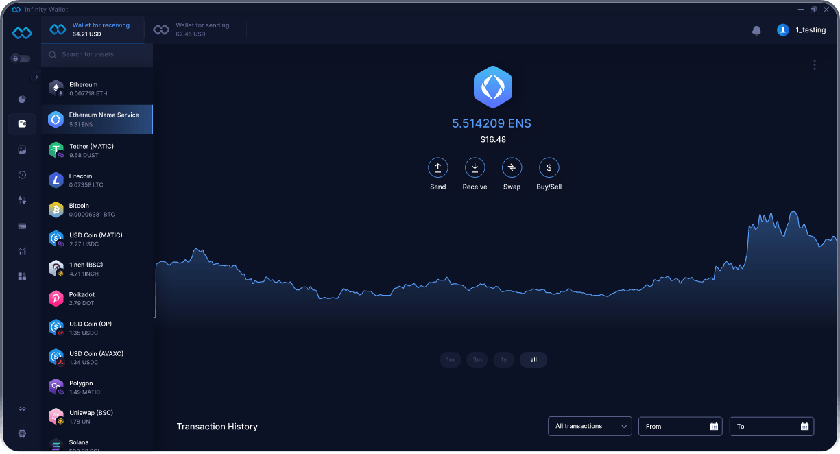 Infinity Desktop Ethereum Name Service Wallet - Bestes ENS Wallet