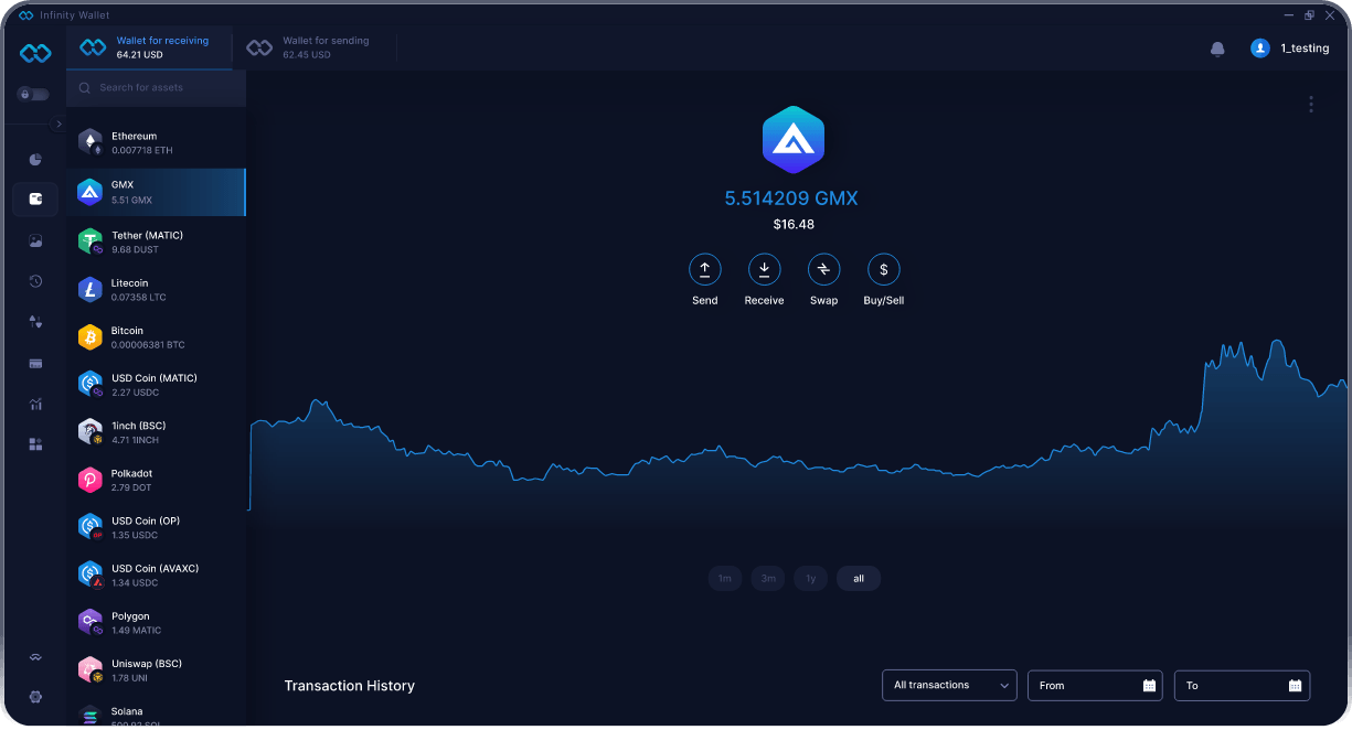 Wallet GMX de Escritorio de Infinity - Mejor Wallet GMX