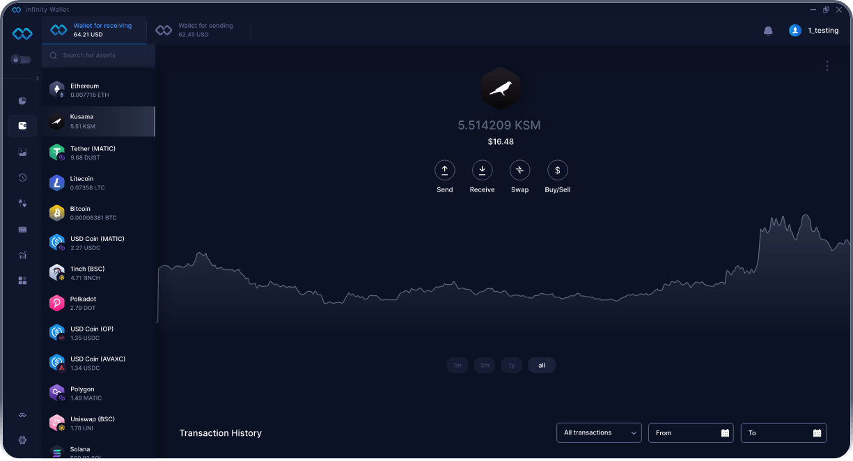 Infinity Desktop Kusama Wallet - Best KSM Wallet