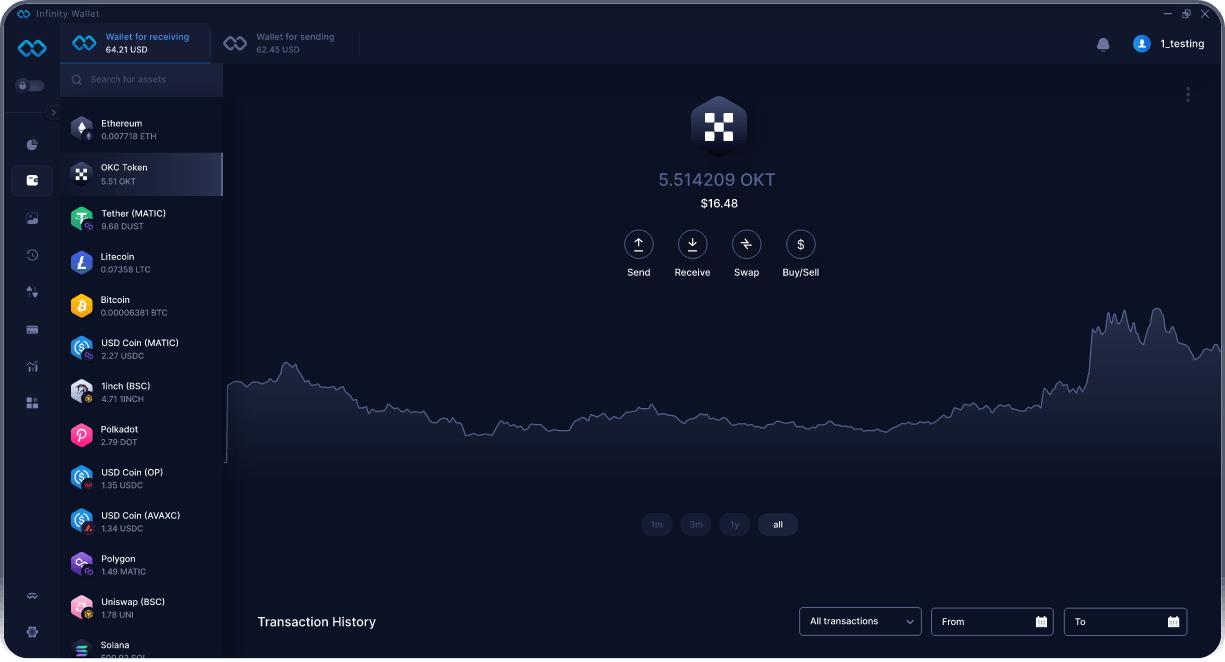 Infinity Desktop OKC Token Wallet - Best OKT Wallet