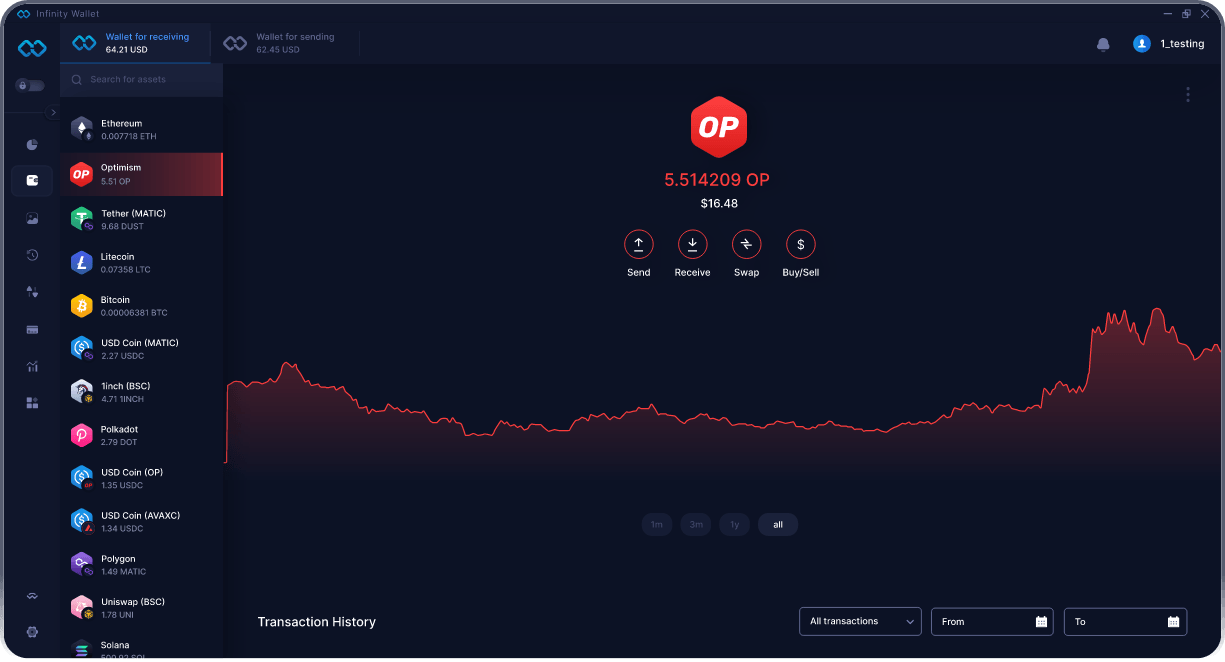 Wallet Optimism de Escritorio de Infinity - Mejor Wallet OP