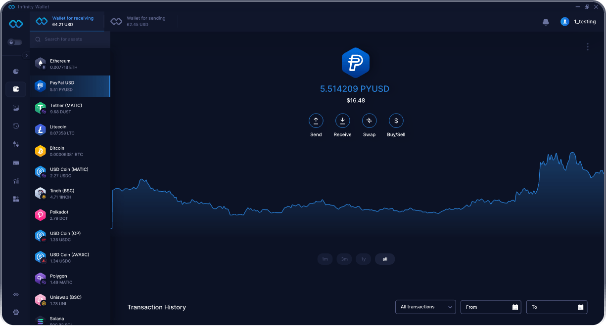 Infinity Desktop PayPal USD Wallet - Bestes PYUSD Wallet