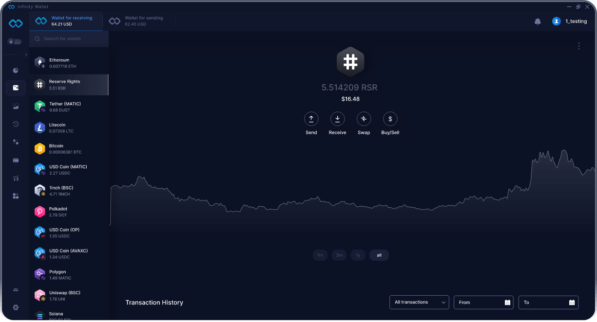 Infinity Desktop Reserve Rights Wallet - Bestes RSR Wallet