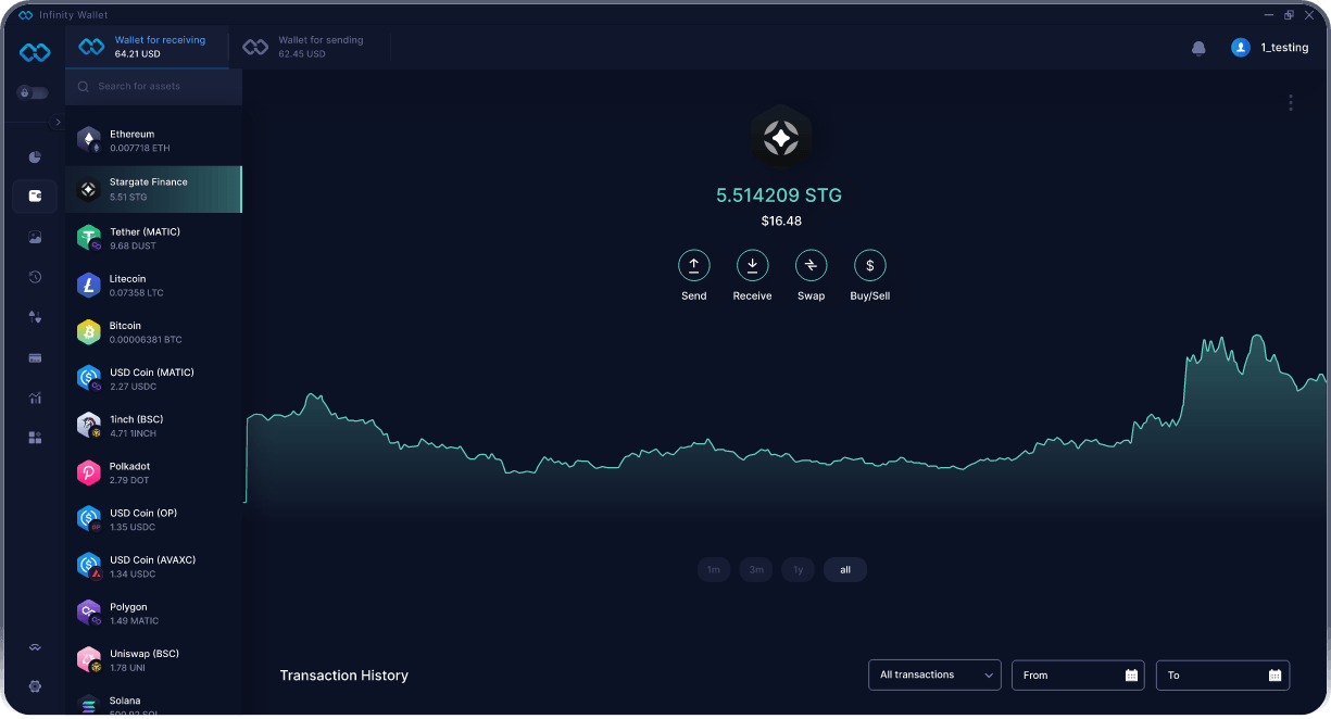 Infinity Desktop Stargate Finance Wallet - Best STG Wallet