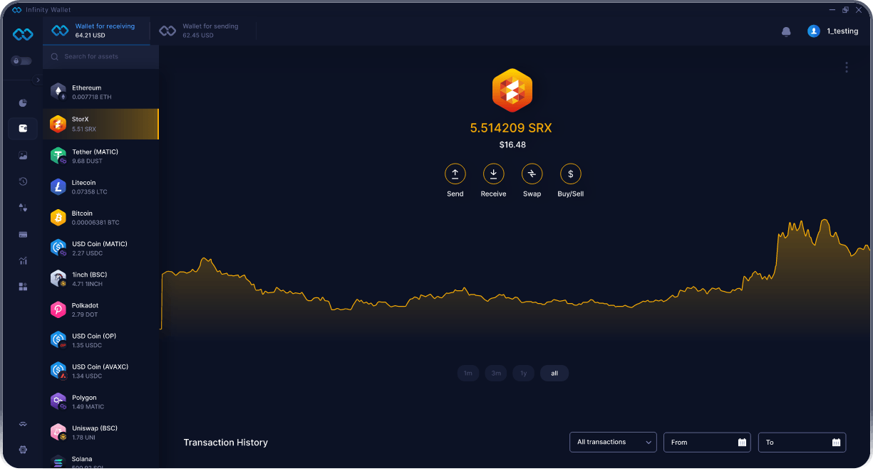 Wallet StorX de Escritorio de Infinity - Mejor Wallet SRX