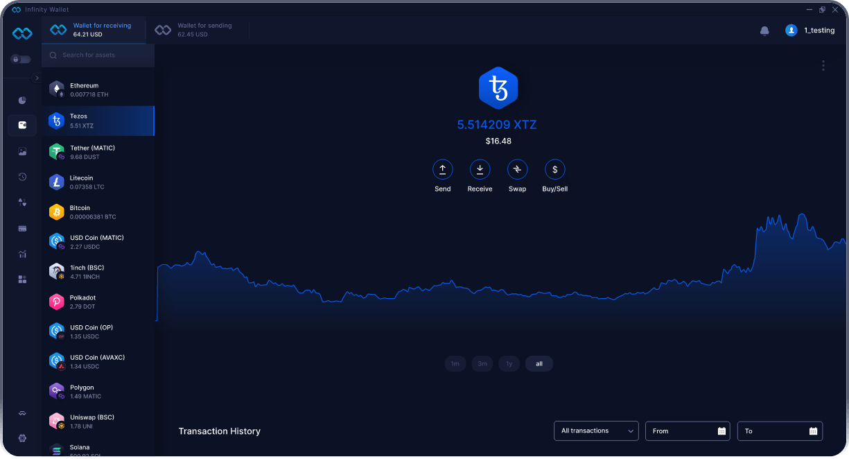 Wallet Tezos de Escritorio de Infinity - Mejor Wallet XTZ