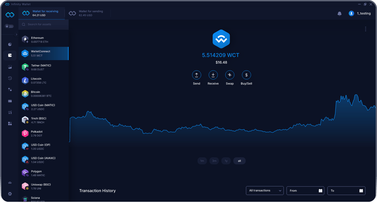 Infinity Desktop WalletConnect Wallet - Bestes WCT Wallet