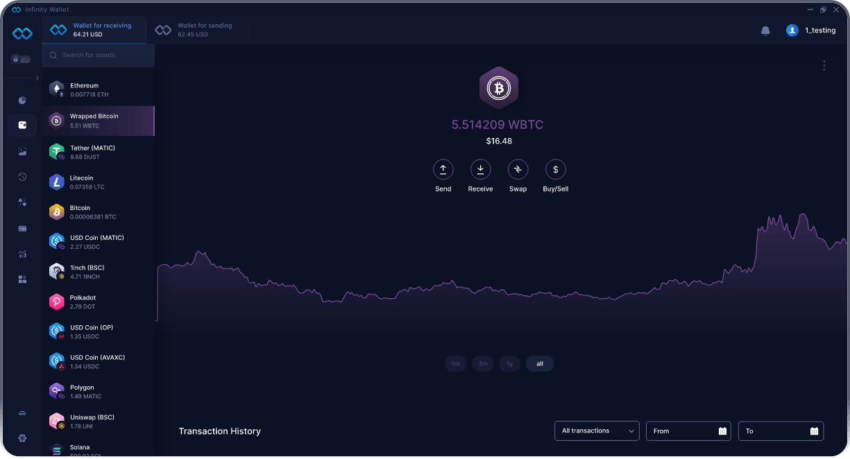 Infinity Desktop Wrapped Bitcoinウォレット - ベストWBTCウォレット