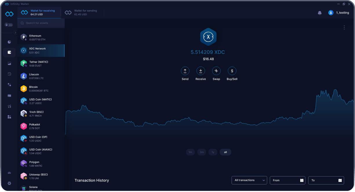 Infinity Desktop XDC Network Wallet - Miglior Portafoglio XDC