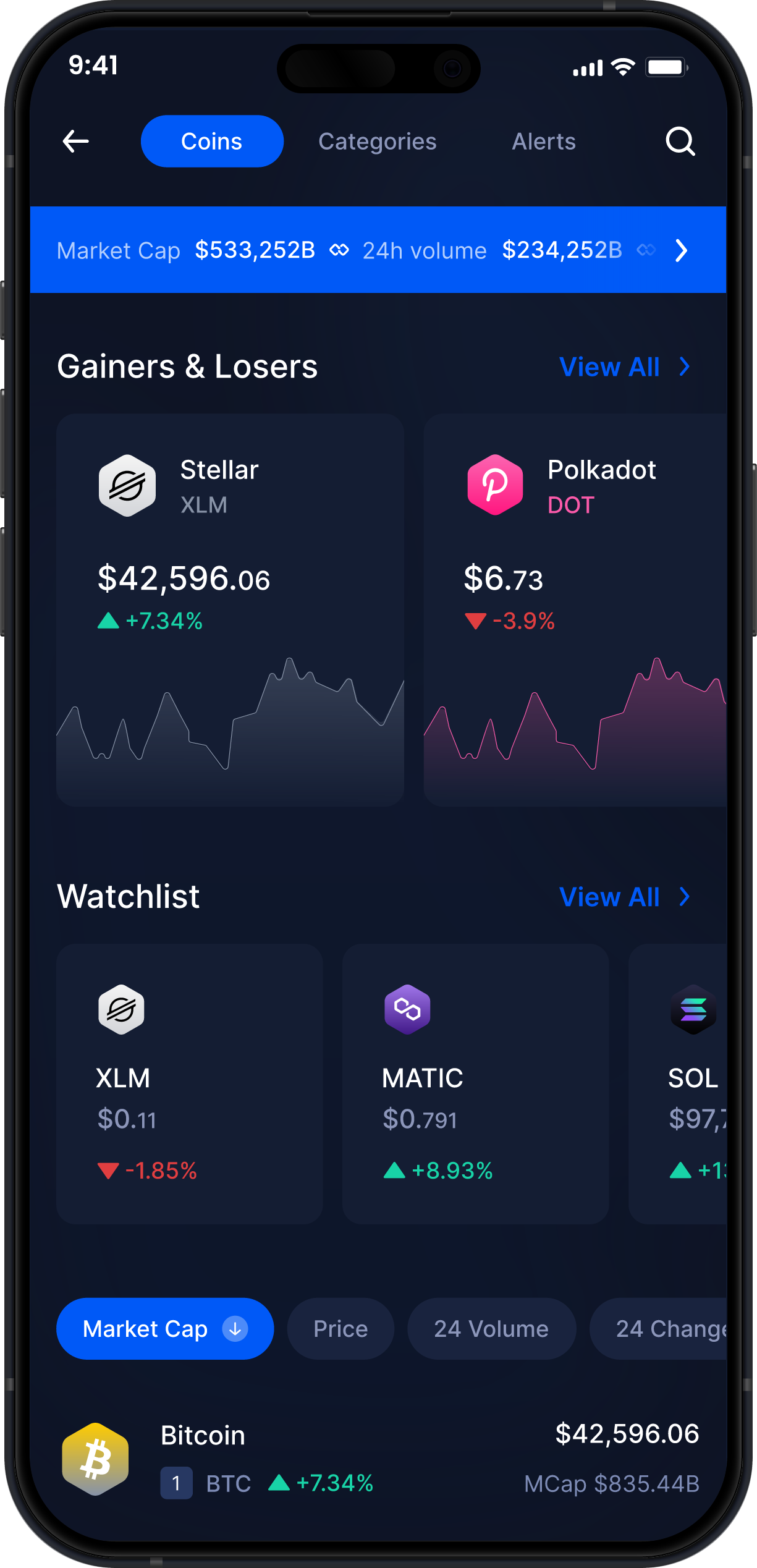 Infinity Móvel Stellar Wallet - Estatísticas e Rastreador de Mercado XLM