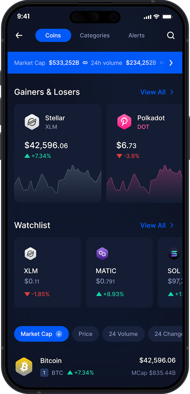 Infinity Mobile Stellar Wallet - Statistiche e Monitoraggio XLM