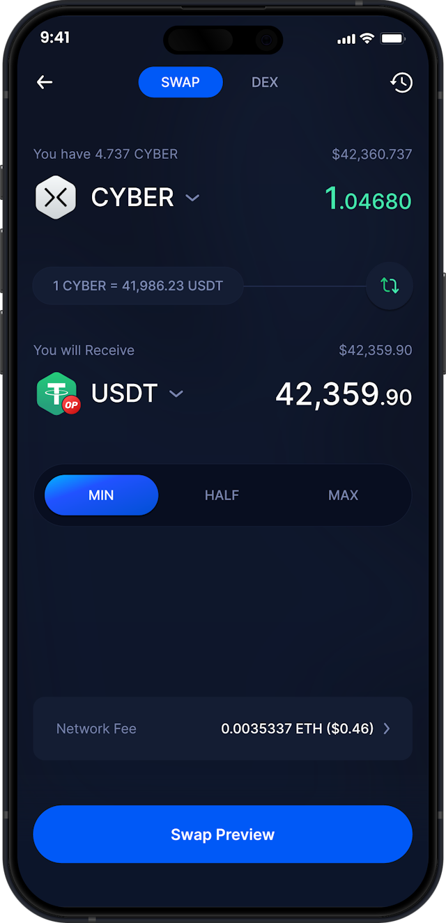 Infinity Mobile CyberConnect Wallet - Scambia CYBER