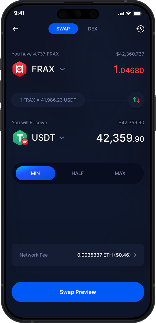 Infinity Mobile Frax Wallet - Scambia FRAX