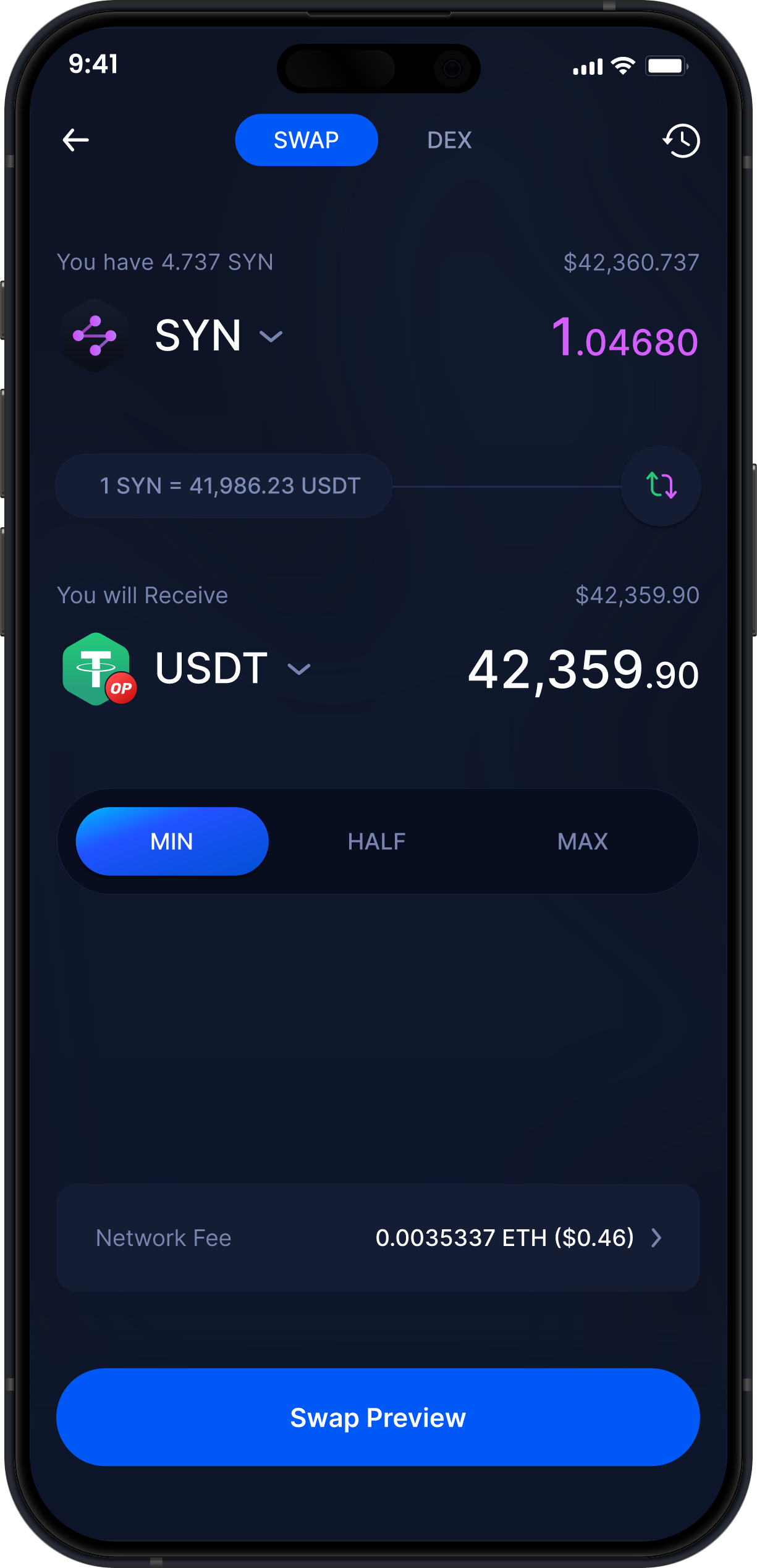 Infinity Mobile Synapse Wallet - Scambia SYN
