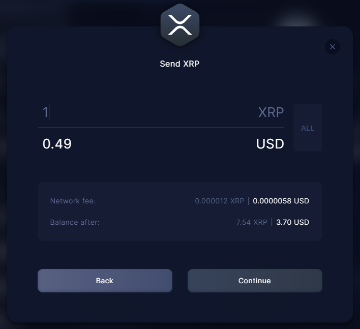 Enter a XRP amount to send