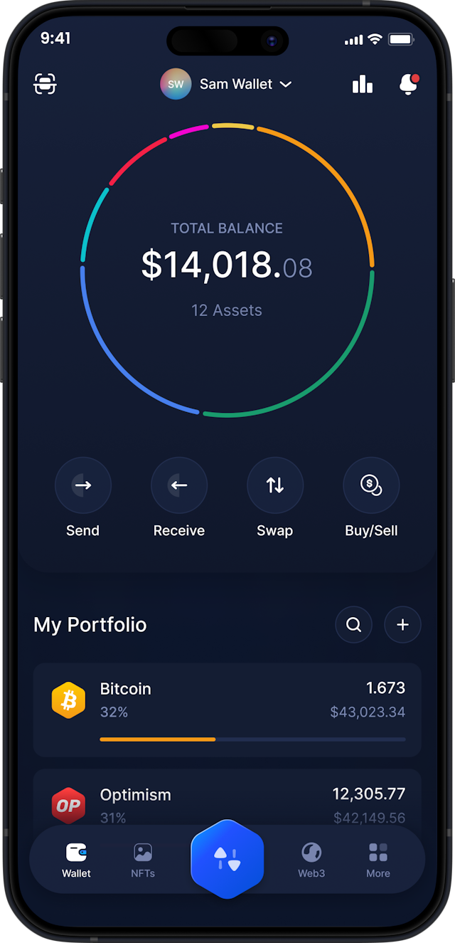 Infinity Mobile Crypto Wallet - Dashboard DeFi