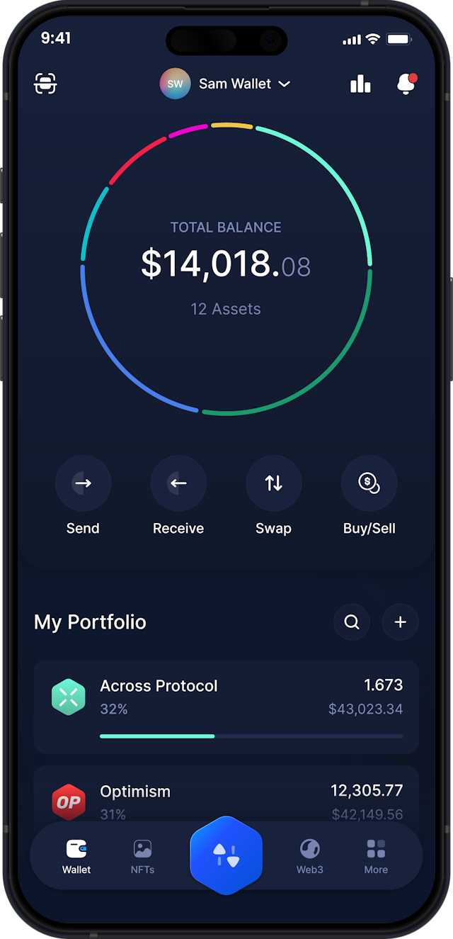 Infinity Mobile Across Protocol Wallet - ACX Dashboard