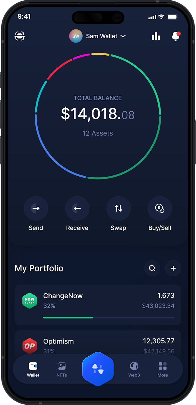 Infinity Mobile ChangeNow Wallet - Dashboard NOW