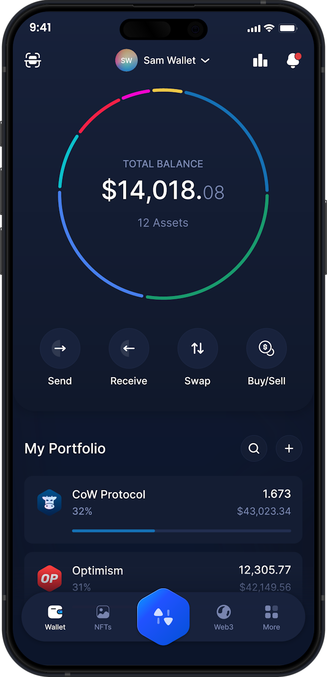 Infinity Mobile CoW Protocol Wallet - Dashboard COW