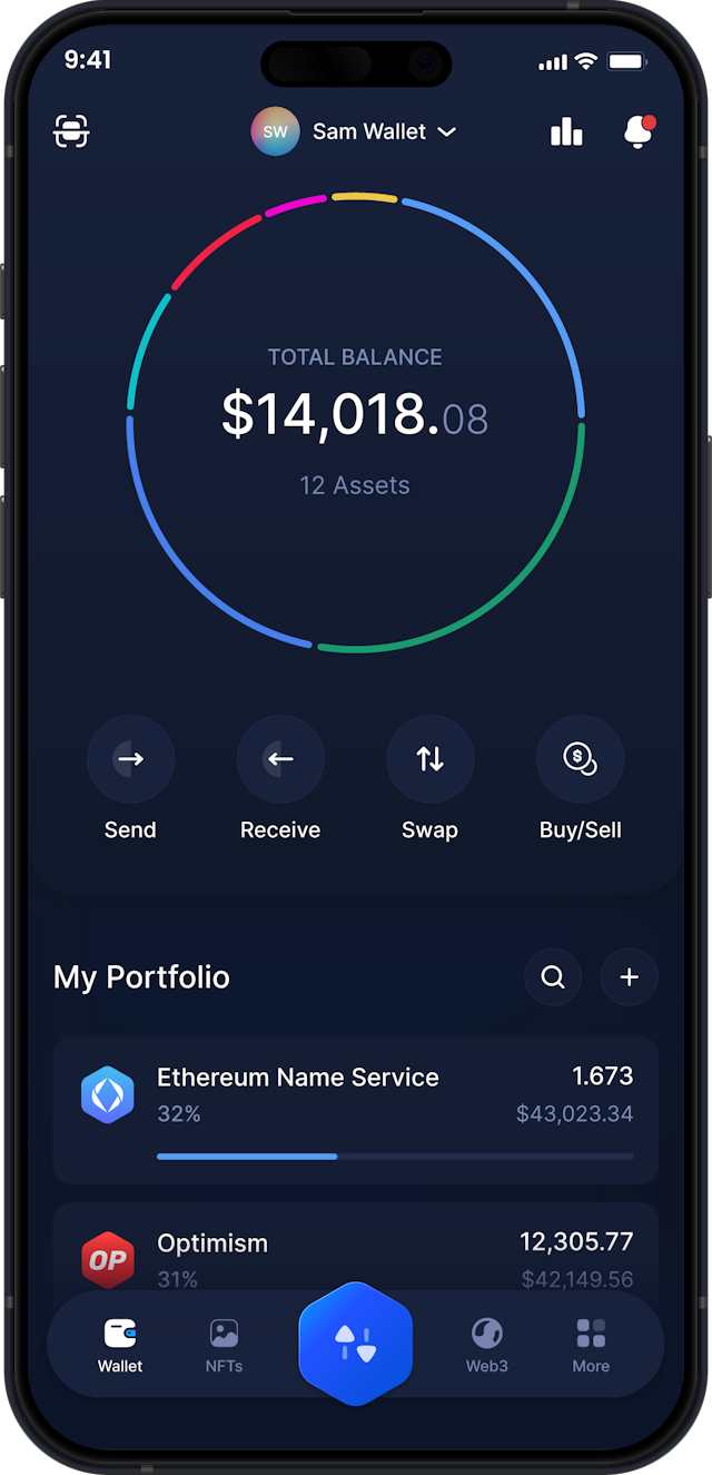 Infinity Mobile Ethereum Name Service Wallet - ENS Dashboard