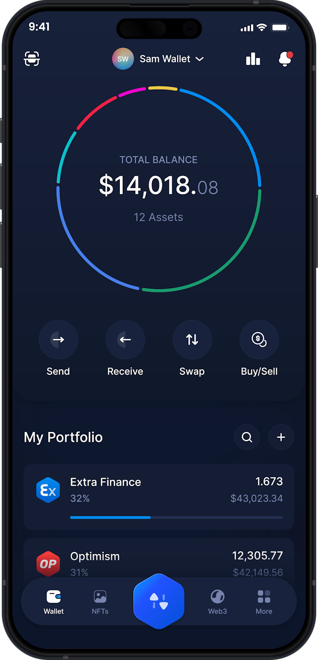 Infinity Mobile Extra Finance Wallet - EXTRA Dashboard
