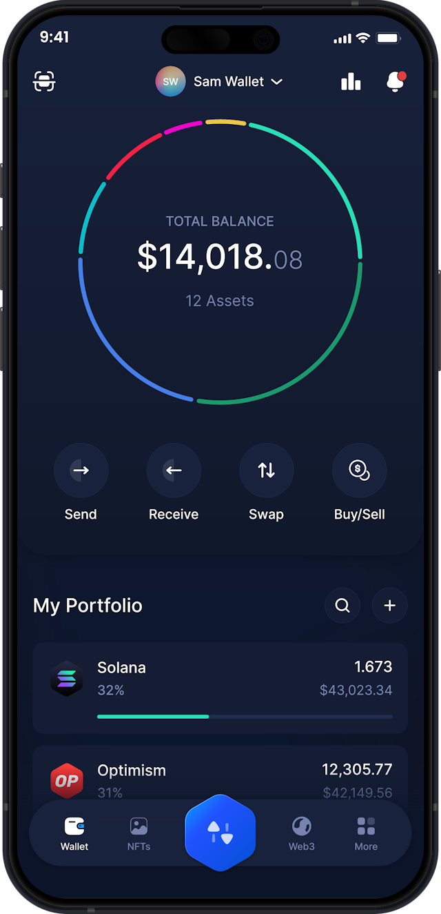 Infinity Mobile Solana Wallet - Dashboard SOL