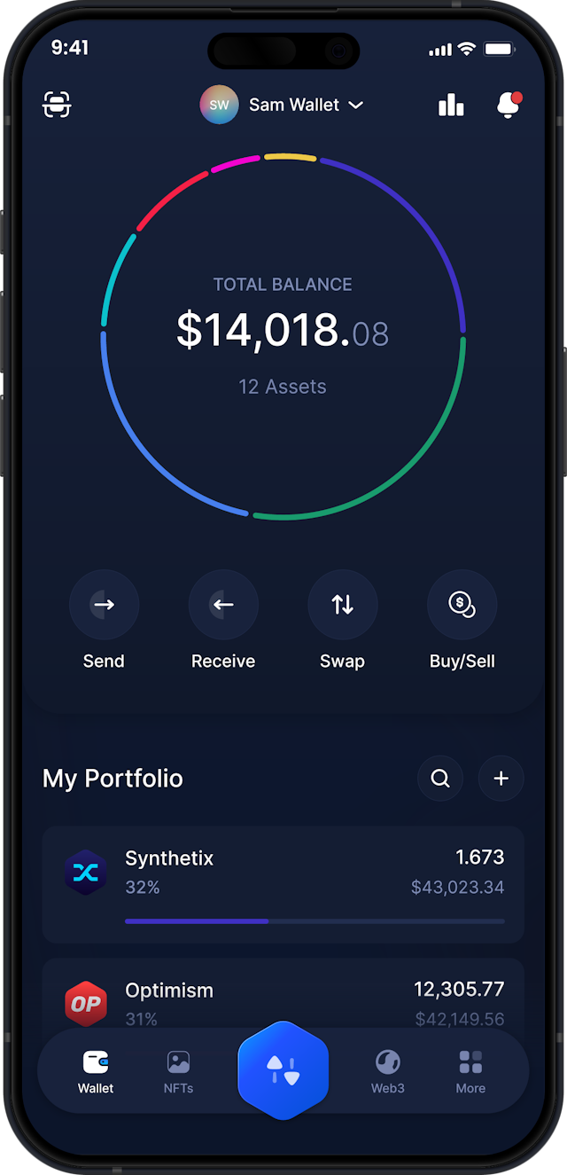 Infinity Mobile Synthetix Wallet - SNX Dashboard
