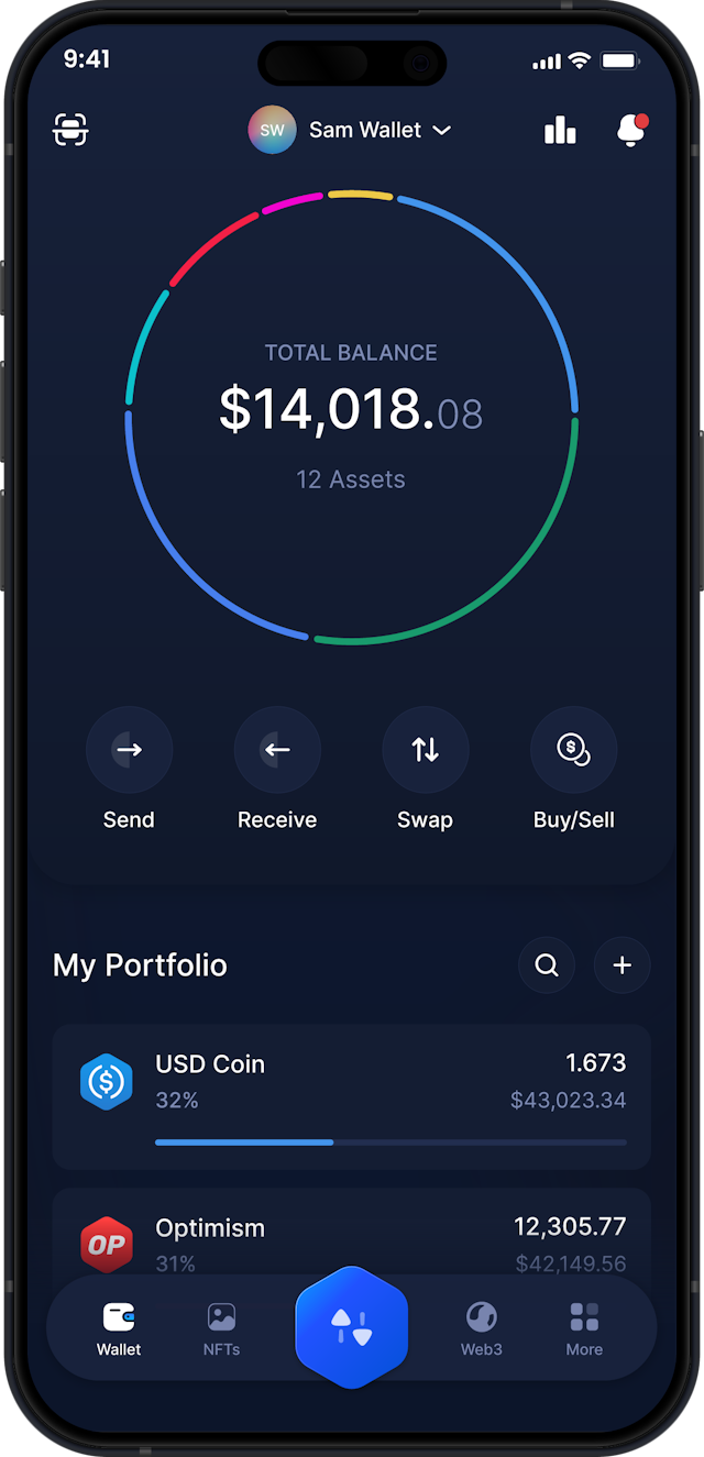 Infinity Mobile USD Coin Wallet - Dashboard USDC