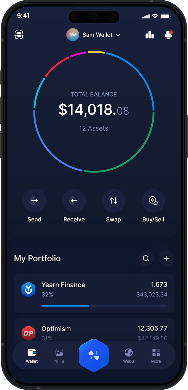Infinity Mobile Yearn Finance Wallet - YFI Dashboard