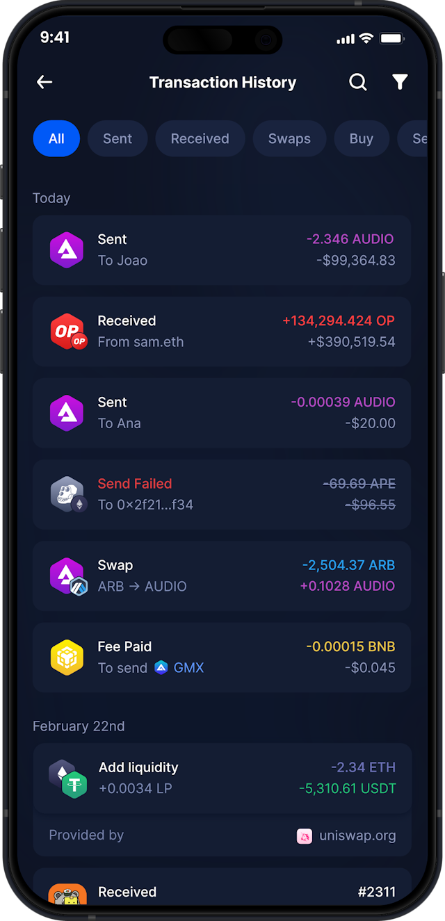Infinity Mobile Audius Wallet - Complete AUDIO Transaction History