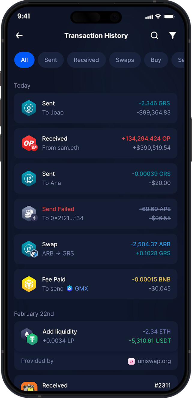 Infinity Mobile Groestlcoin Wallet - Complete GRS Transaction History