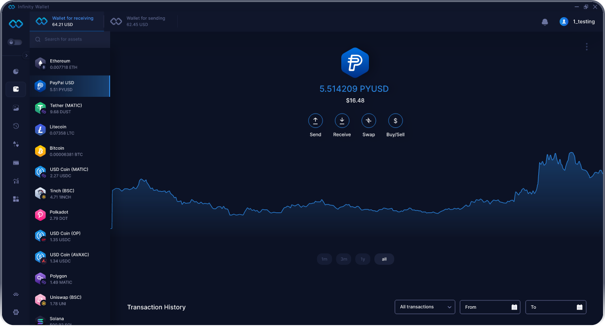 Infinity Desktop PayPal USD Wallet - Bestes PYUSD Wallet