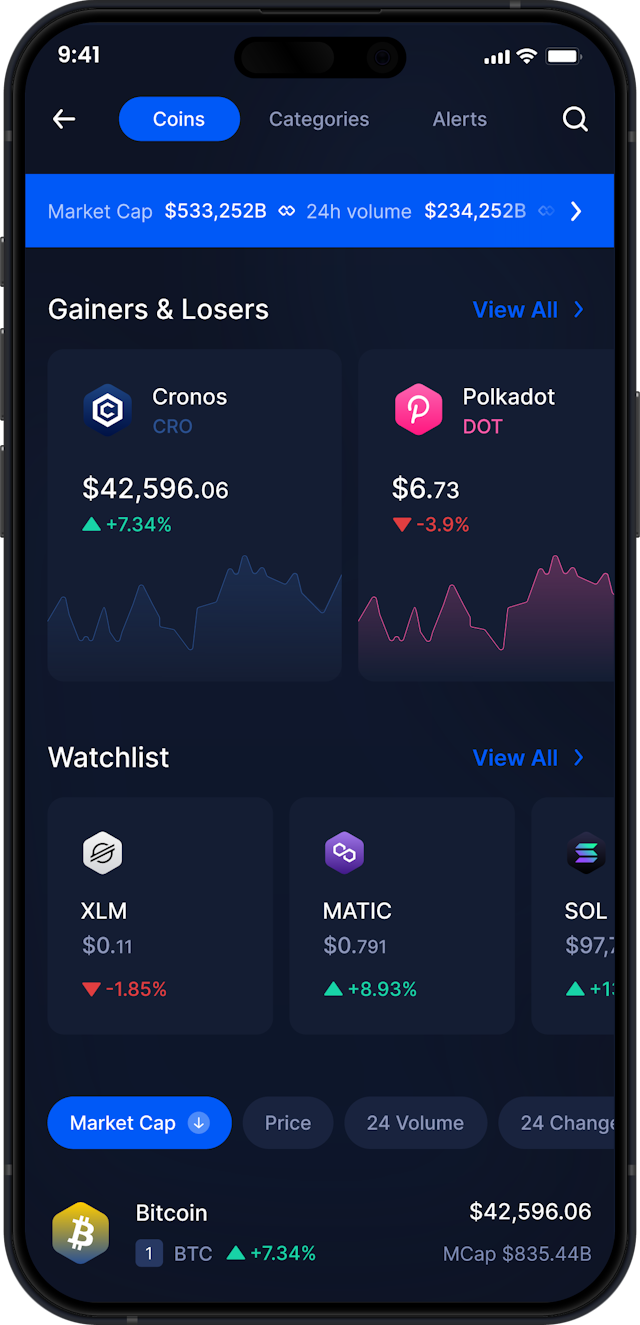 Infinity Mobile Cronos Wallet - CRO Market Stats & Tracker