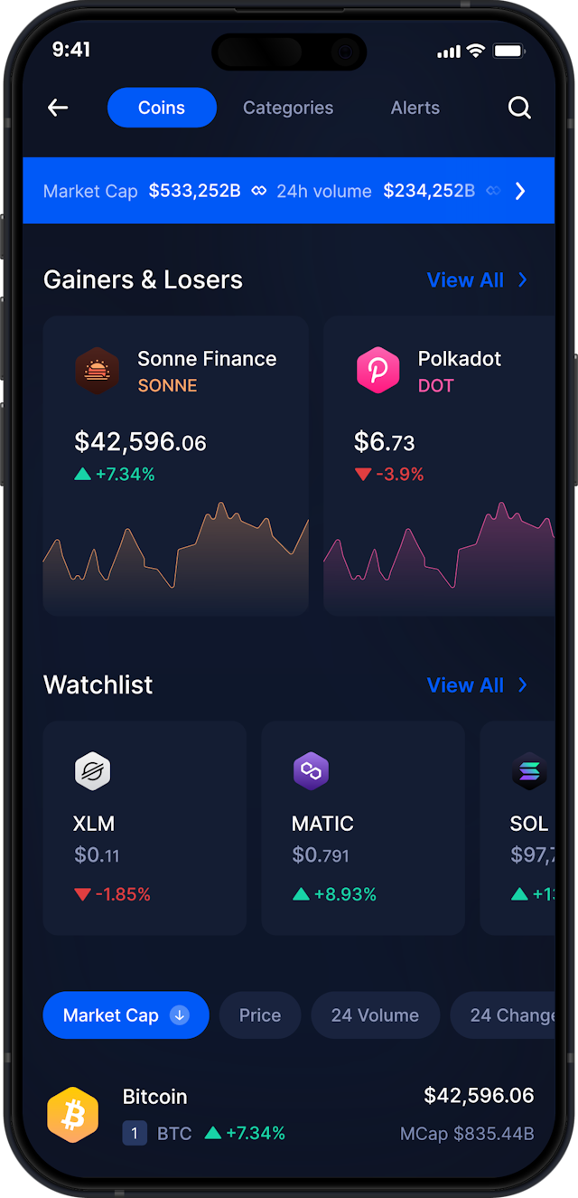 Wallet Sonne Finance Móvil de Infinity - Estadísticas y Rastreador de Mercado de SONNE