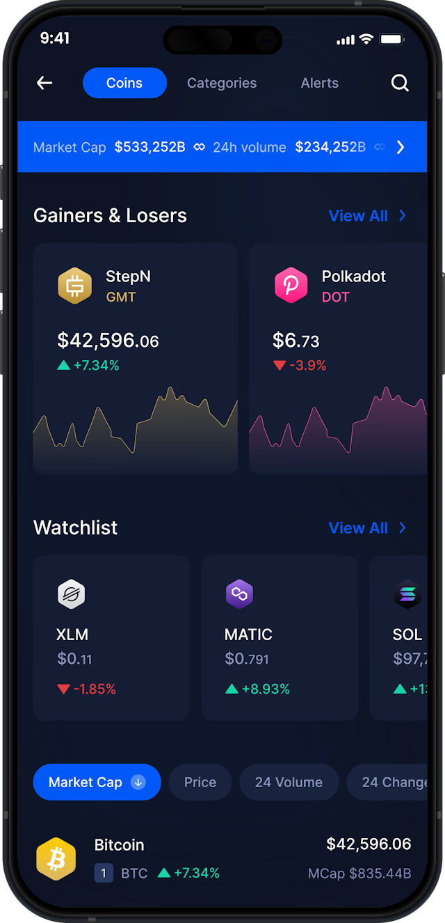 Wallet StepN Móvil de Infinity - Estadísticas y Rastreador de Mercado de GMT