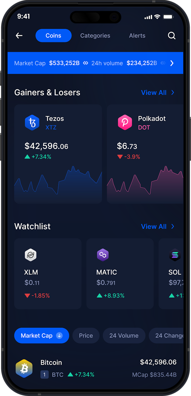 Infinity Mobile Tezos Wallet - XTZ Market Stats & Tracker