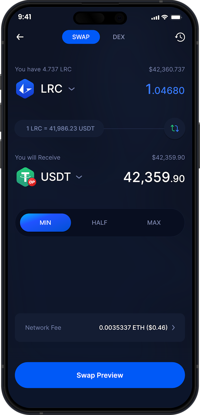 Infinity Mobile Loopring Wallet - Scambia LRC